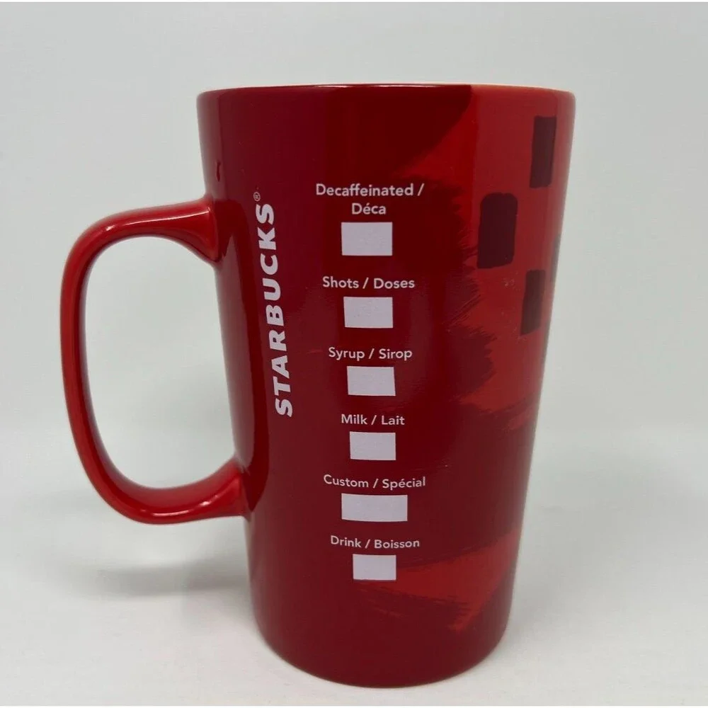 Starbucks 2014 Holiday Red Ceramic Coffee Mug 16 oz Tall Christmas Cup